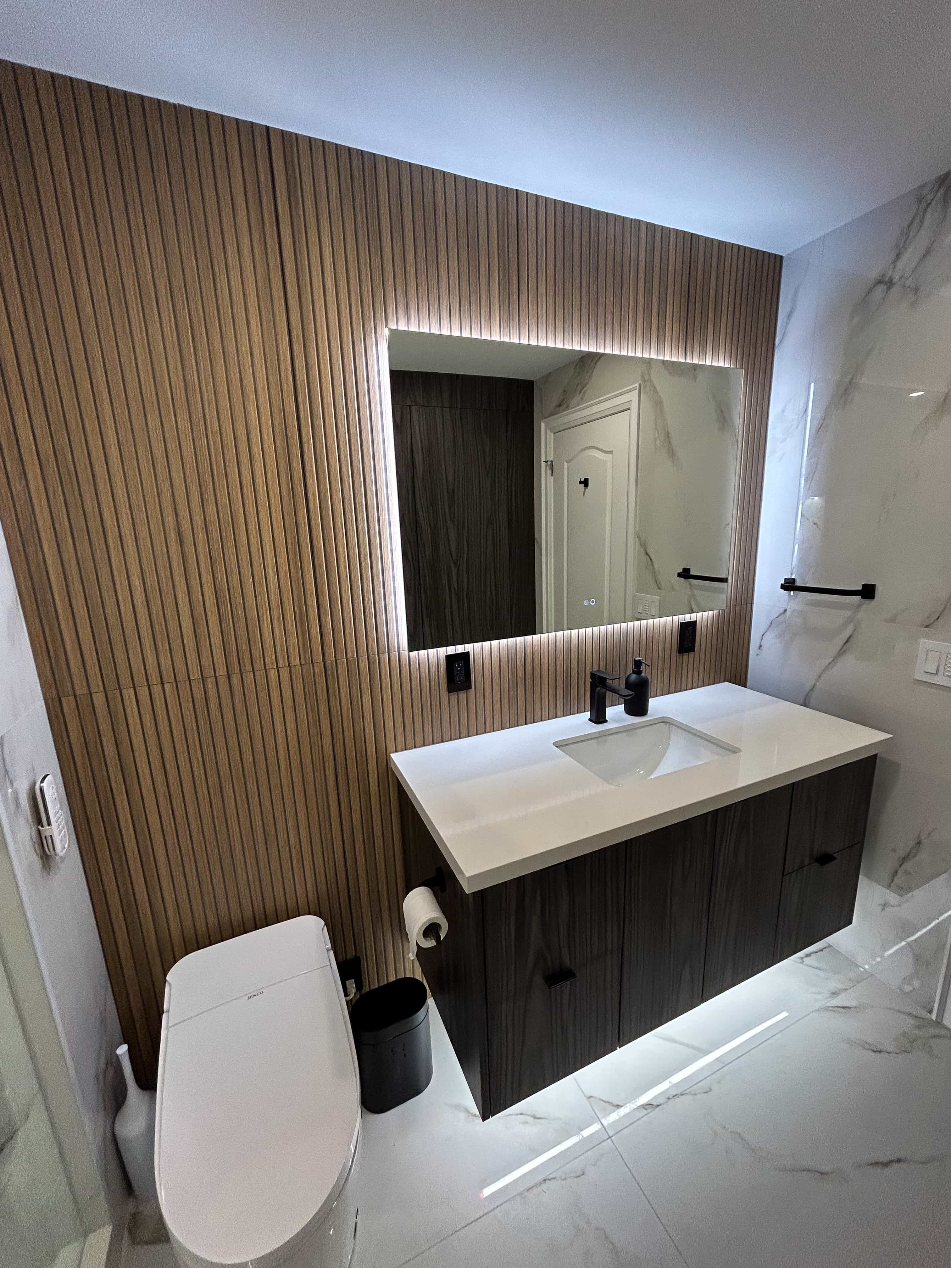 Kitchen with walnut cabinets
