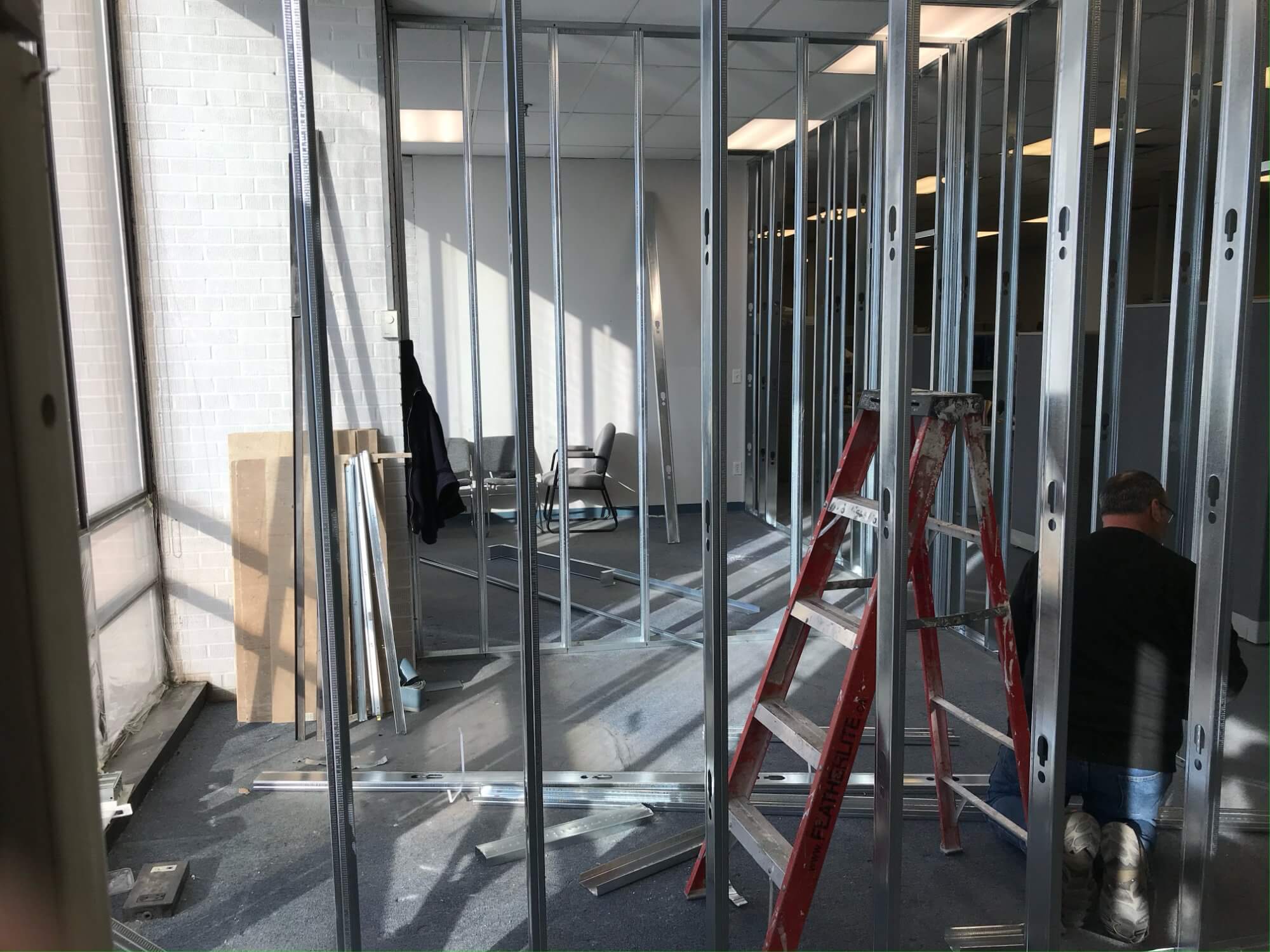 Commercial steel stud framing project